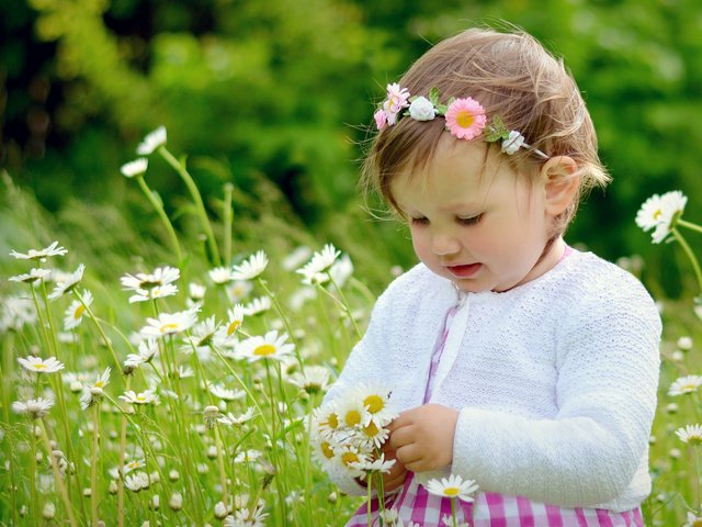 Обои цветы, настроение, дети, девочка, ромашки, flowers, mood, children, girl, chamomile разрешение 2048x1357 Загрузить