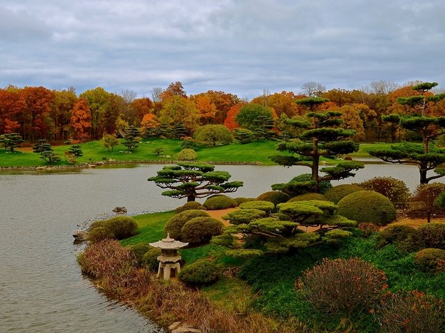 Обои трава, чикаго, деревья, botanic garden, дизайн, парк, кусты, осень, сша, пруд, grass, chicago, trees, design, park, the bushes, autumn, usa, pond разрешение 2525x1500 Загрузить