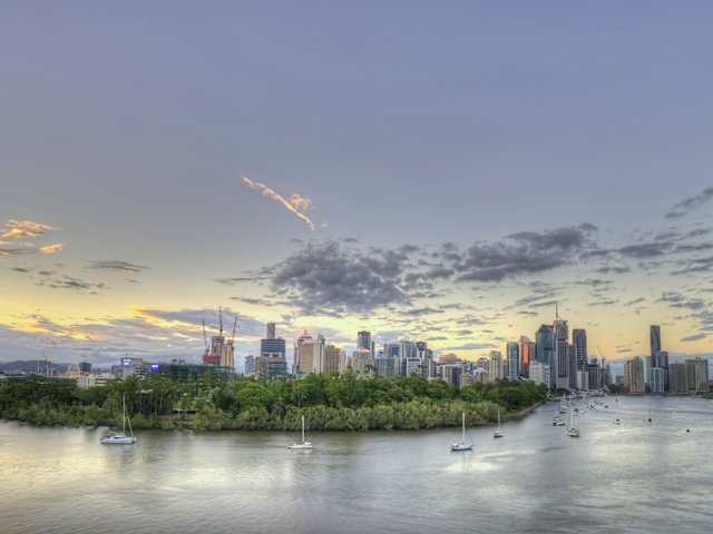 Обои панорама, город, небоскребы, австралия, брисбен, panorama, the city, skyscrapers, australia, brisbane разрешение 1920x1260 Загрузить