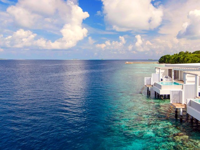 Обои море, остров, курорт, тропики, мальдивы, sea, island, resort, tropics, the maldives разрешение 4140x1947 Загрузить