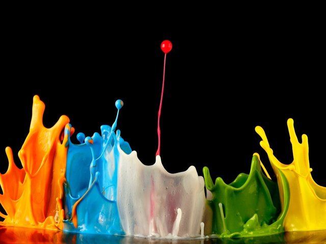 Обои разноцветные, краски, черный фон, всплеск, colorful, paint, black background, splash разрешение 2500x1406 Загрузить