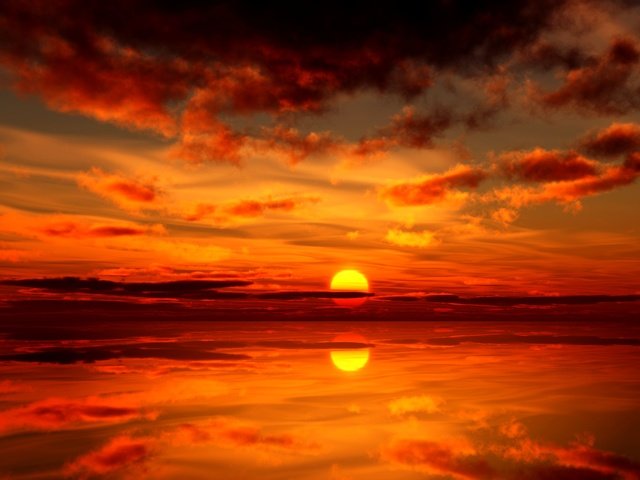 Обои небо, облака, солнце, закат, отражение, море, горизонт, 6528×4896, 340×640, the sky, clouds, the sun, sunset, reflection, sea, horizon разрешение 6528x4896 Загрузить