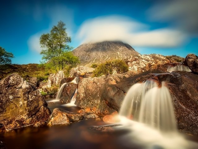 Обои горы, холмы, природа, водопад, шотландия, аспен хайлендс, mountains, hills, nature, waterfall, scotland, aspen highlands разрешение 2000x1335 Загрузить