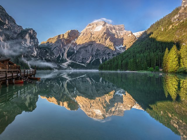 Обои озеро, горы, природа, лес, отражение, пейзаж, lake, mountains, nature, forest, reflection, landscape разрешение 1920x1200 Загрузить