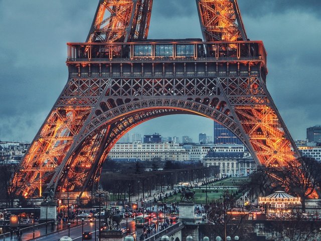 Обои вечер, париж, подсветка, франция, эйфелева башня, the evening, paris, backlight, france, eiffel tower разрешение 5472x3648 Загрузить