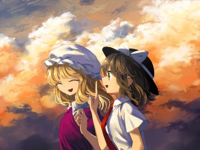 Обои облака, блондинка, улыбка, профиль, maribel han, тохо, usami renko, clouds, blonde, smile, profile, touhou разрешение 2074x1080 Загрузить