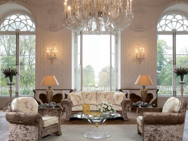 Обои интерьер, дизайн, винтаж, зал, люстра, мебель, гостиная, interior, design, vintage, hall, chandelier, furniture, living room разрешение 1920x1080 Загрузить