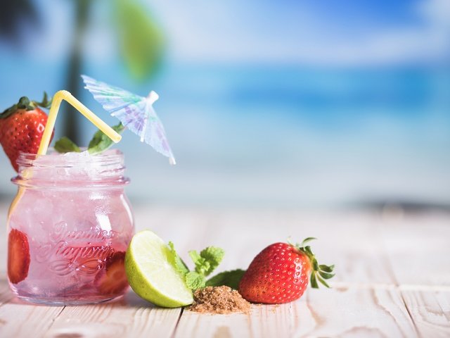 Обои мята, напиток, фрукты, клубника, ягоды, лайм, mint, drink, fruit, strawberry, berries, lime разрешение 5296x3531 Загрузить