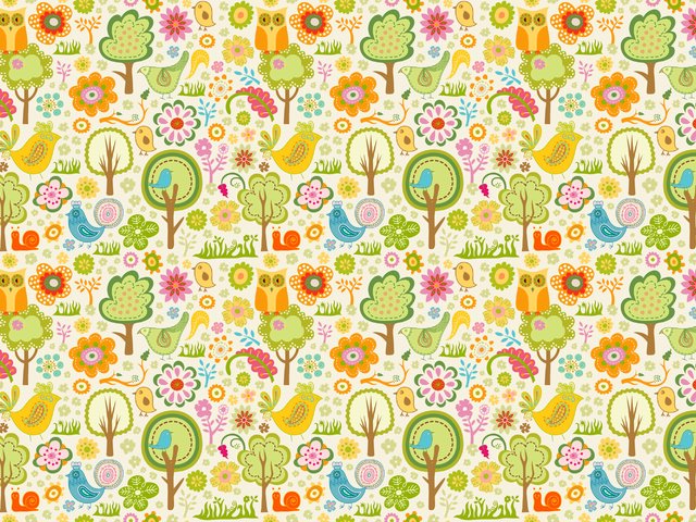 Обои цветы, деревья, обои, дизайн, узор, птицы, совы, flowers, trees, wallpaper, design, pattern, birds, owls разрешение 3000x2000 Загрузить