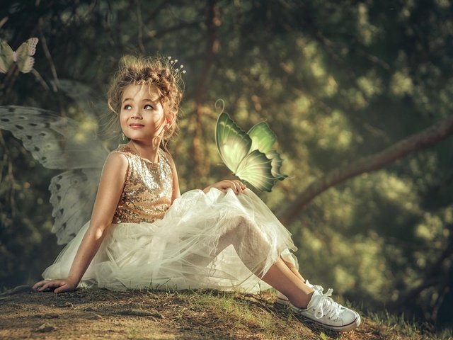 Обои настроение, крылья, девочка, ребенок, бабочки, фотошоп, mood, wings, girl, child, butterfly, photoshop разрешение 1920x1200 Загрузить