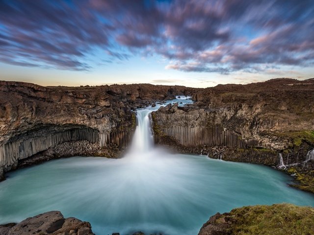 Обои озеро, река, скалы, исландия, aldeyjarfoss waterfall, альдейярфосс, lake, river, rocks, iceland разрешение 1920x1200 Загрузить