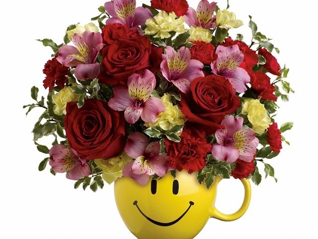 Обои цветы, букет, горшок, flowers, bouquet, pot разрешение 2560x1600 Загрузить
