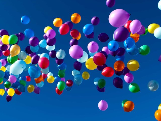 Обои небо, шары, разноцветные, воздушные шарики, the sky, balls, colorful, balloons разрешение 2880x1800 Загрузить