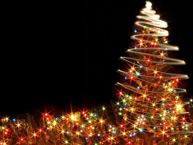 Обои новый год, елка, черный фон, рождество, огоньки, гирлянда, new year, tree, black background, christmas, lights, garland разрешение 2880x1800 Загрузить