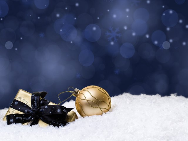 Обои снег, новый год, подарки, шар, рождество, snow, new year, gifts, ball, christmas разрешение 1920x1200 Загрузить