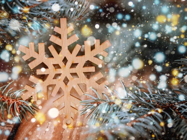 Обои новый год, елка, рождество, снежинка, новогодние украшения, new year, tree, christmas, snowflake, christmas decorations разрешение 3840x2400 Загрузить