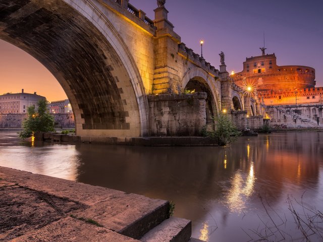 Обои река, мост, италия, архитектура, рим, roma, тибр, castel sant'angelo bridge, river, bridge, italy, architecture, rome, the tiber, castel sant angelo bridge разрешение 2112x1188 Загрузить