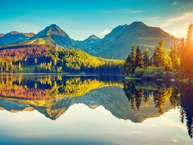 Обои озеро, горы, отражение, осень, lake, mountains, reflection, autumn разрешение 2048x1280 Загрузить