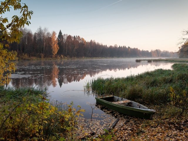 Обои осень, лодка, autumn, boat разрешение 3840x2160 Загрузить