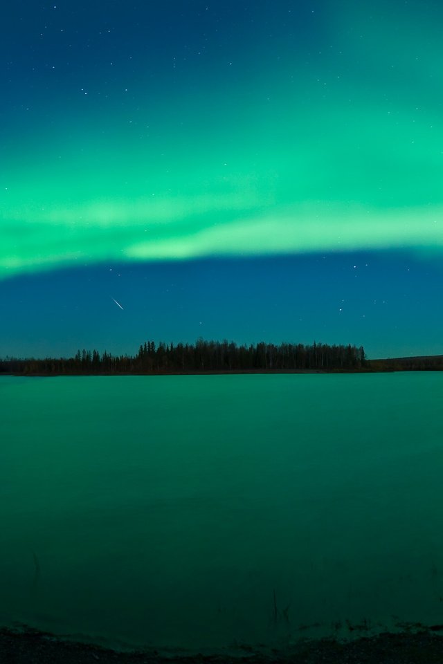 Обои ночь, река, северное сияние, night, river, northern lights разрешение 3360x1320 Загрузить