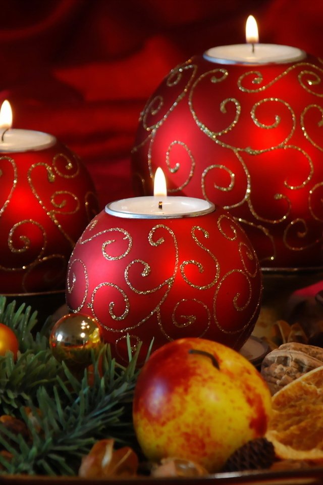 Обои свечи, новый год, фрукты, candles, new year, fruit разрешение 1920x1200 Загрузить