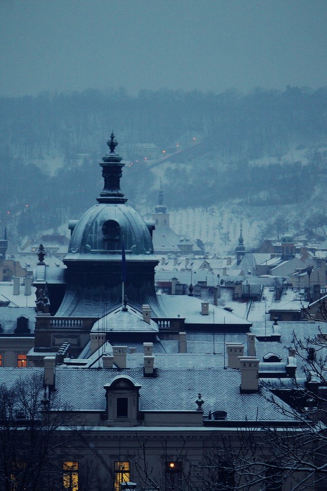 Обои зима, синий, город, winter, blue, the city разрешение 1920x1200 Загрузить