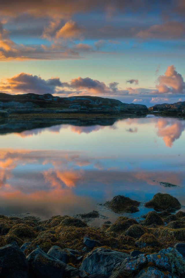 Обои закат, отражение, норвегия, sunset, reflection, norway разрешение 2560x1600 Загрузить