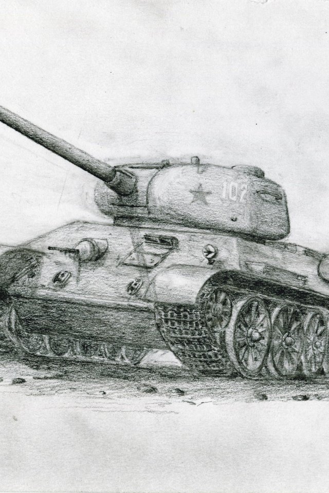 Обои советский танк, карандашный рисунок, т-34, soviet tank, pencil drawing, t-34 разрешение 2457x1727 Загрузить