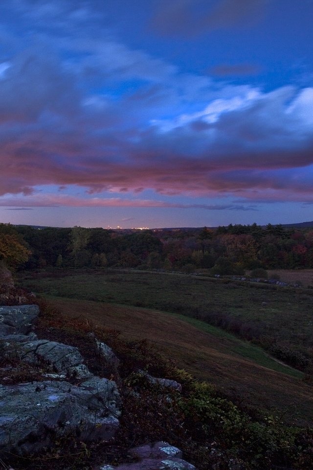 Обои небо, холмы, лес, склон, вечернее, the sky, hills, forest, slope, evening разрешение 1920x1200 Загрузить