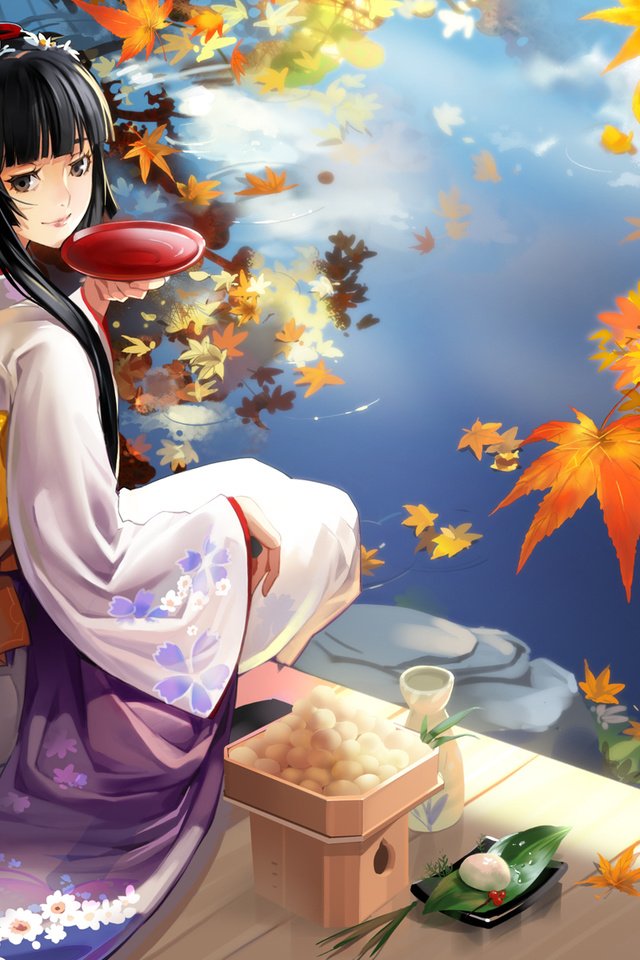 Обои озеро, девушка, осень, гейша, lake, girl, autumn, geisha разрешение 1920x1200 Загрузить