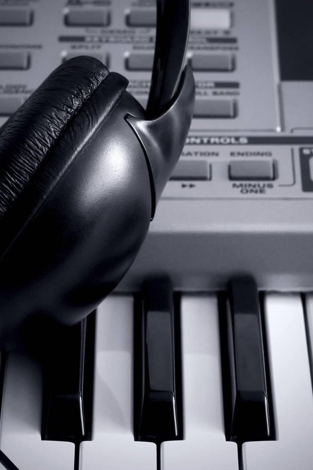 Обои синтезатор, чёрно-белое, наушники, synth, black and white, headphones разрешение 1920x1200 Загрузить