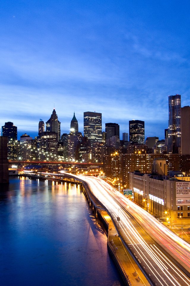 Обои огни, вечер, мост, город, нью-йорк, lights, the evening, bridge, the city, new york разрешение 2560x1600 Загрузить