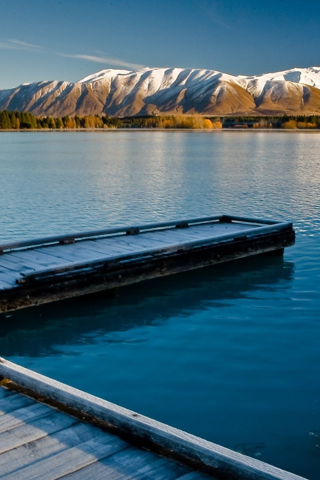 Обои озеро, горы, природа, пирс, новая зеландия, lake, mountains, nature, pierce, new zealand разрешение 1920x1200 Загрузить