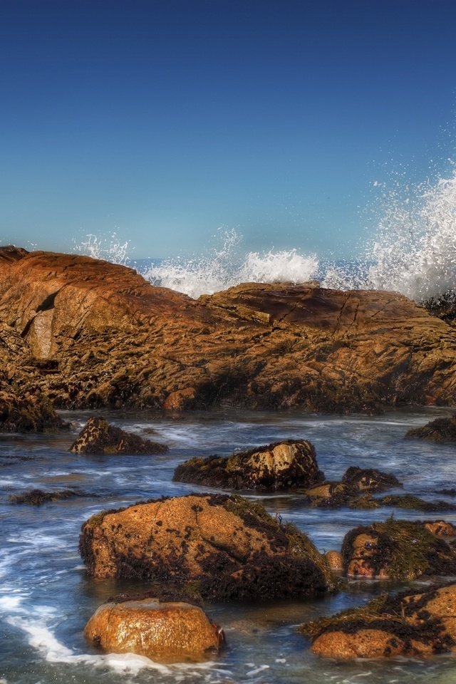 Обои небо, камни, море, волна, the sky, stones, sea, wave разрешение 2560x1600 Загрузить