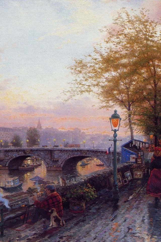 Обои картина, париж, эйфелева башня, томас кинкейд, picture, paris, eiffel tower, thomas kinkade разрешение 1944x1296 Загрузить