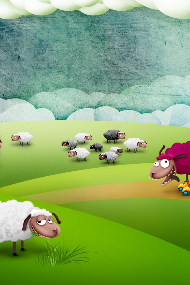 Обои поле, овцы, сумашедшая овца, field, sheep, mad sheep разрешение 2560x1600 Загрузить