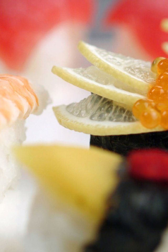 Обои еда, лимон, вкусно, икра, рис, суши, креветка, food, lemon, delicious, caviar, figure, sushi, shrimp разрешение 1920x1200 Загрузить