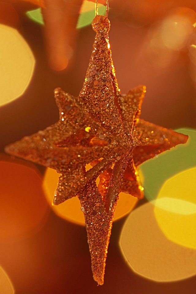 Обои огни, новый год, зима, звезда, оранжевый фон, lights, new year, winter, star, orange background разрешение 1920x1200 Загрузить