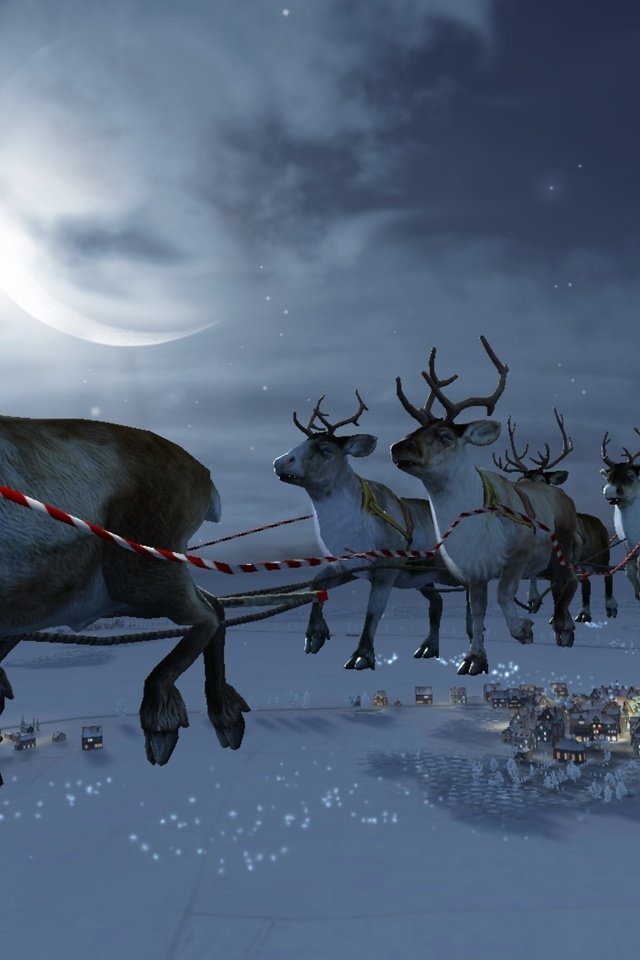 Обои новый год, зима, олени, санта клаус, новогодние олени, new year, winter, deer, santa claus, christmas reindeer разрешение 2560x1600 Загрузить