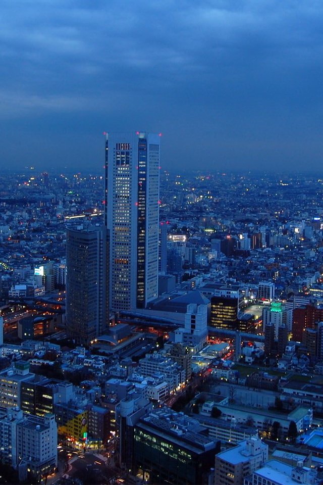 Обои ночь, япония, небоскребы, мегаполис, токио, night, japan, skyscrapers, megapolis, tokyo разрешение 1920x1080 Загрузить