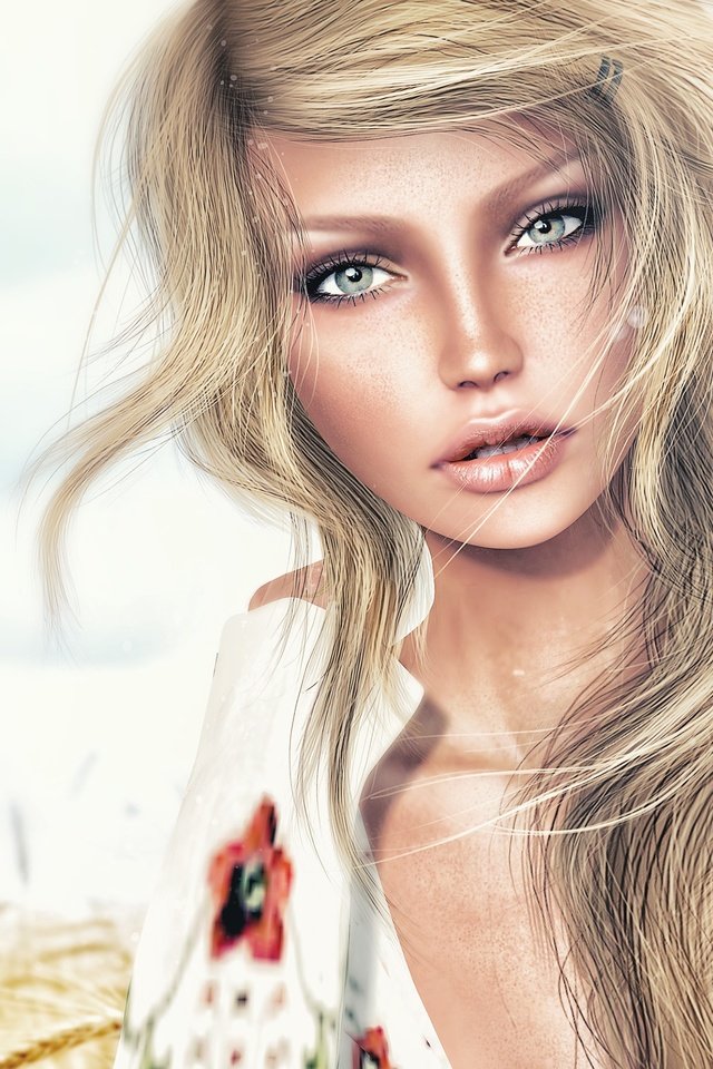 Обои арт, рисунок, блондинка, взгляд, голубые глаза, девушка модель, art, figure, blonde, look, blue eyes, girl model разрешение 3840x2160 Загрузить