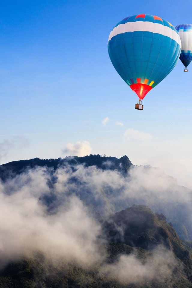 Обои горы, воздушные шары, mountains, balloons разрешение 1920x1200 Загрузить