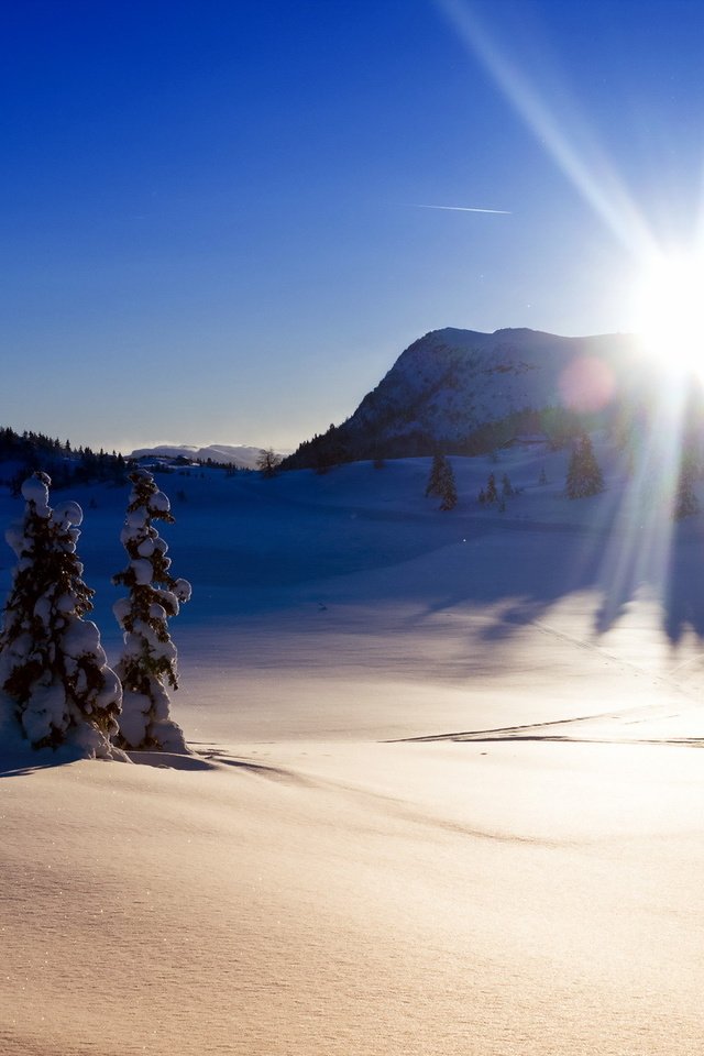 Обои горы, солнце, зима, mountains, the sun, winter разрешение 1920x1200 Загрузить