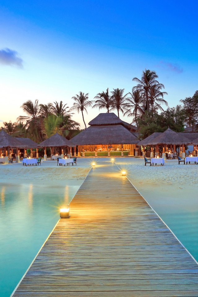 Обои море, пляж, курорт, ресторан, тропики, мальдивы, sea, beach, resort, restaurant, tropics, the maldives разрешение 5616x3744 Загрузить