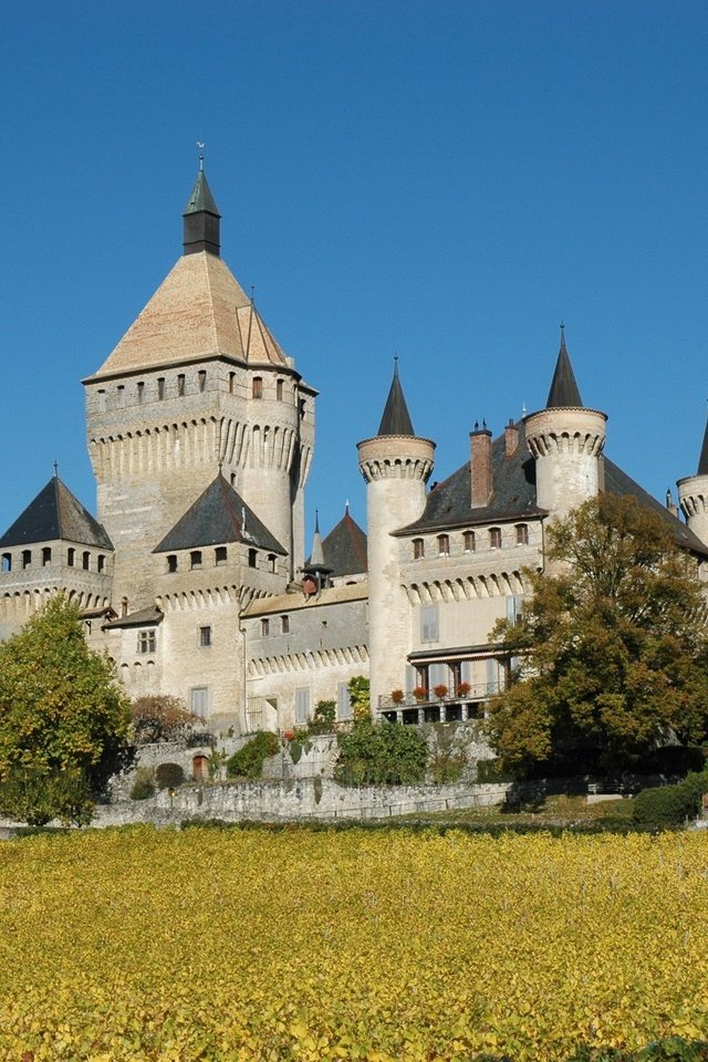 Обои швейцария, замок вуффлен-ле-шато (vufflens-le-château), switzerland, castle bufflen-le-chateau (vufflens-le-château) разрешение 2592x1723 Загрузить