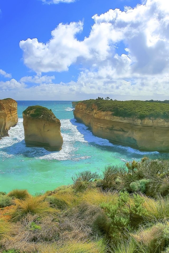 Обои скалы, берег, пейзаж, океан, австралия, rocks, shore, landscape, the ocean, australia разрешение 1920x1080 Загрузить