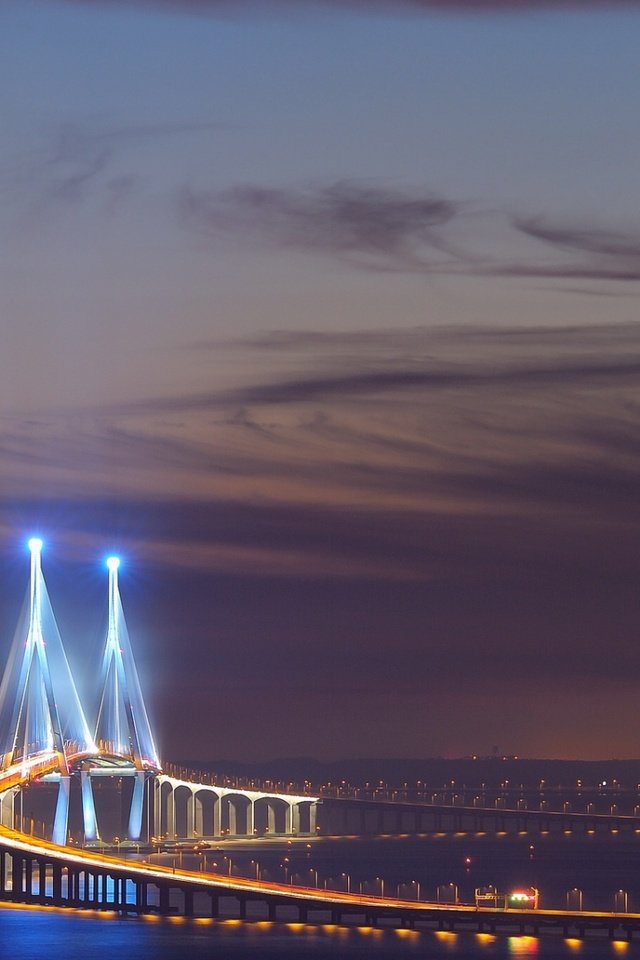 Обои город, азия, мост в инчхоне, южная корея, инчхон, the city, asia, bridge in incheon, south korea, incheon разрешение 1920x1080 Загрузить