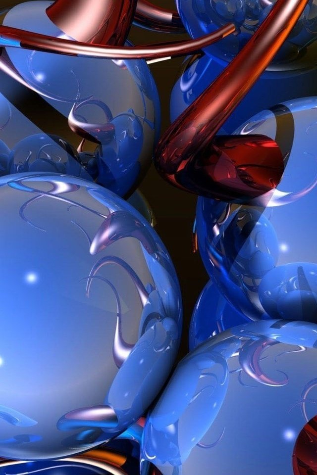 Обои шары, отражение, синий, форма, красный, переплетение, объем, 3д, balls, reflection, blue, form, red, weave, the volume, 3d разрешение 1920x1080 Загрузить