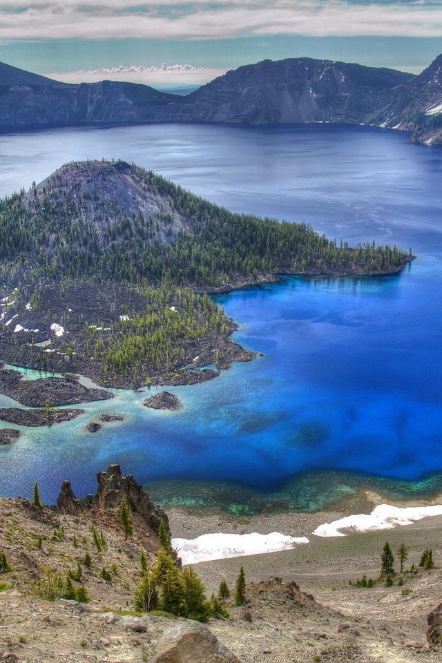 Обои озеро, горы, природа, сша, кратер, орегон, crater lake national park, crater lake drive, lake, mountains, nature, usa, crater, oregon разрешение 2048x1365 Загрузить