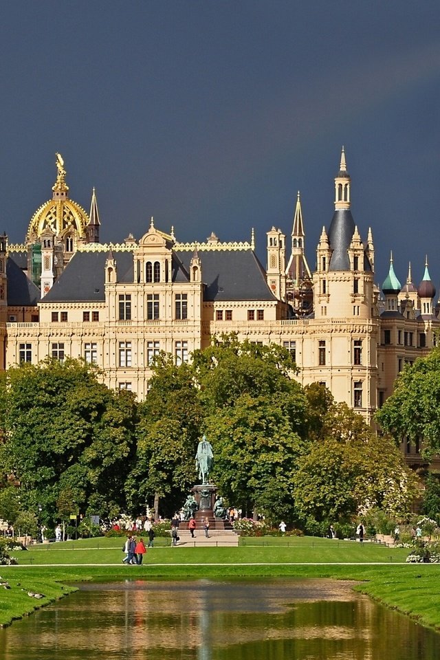 Обои парк, пруд, германия, шверинский замок, park, pond, germany, schwerin castle разрешение 1920x1200 Загрузить